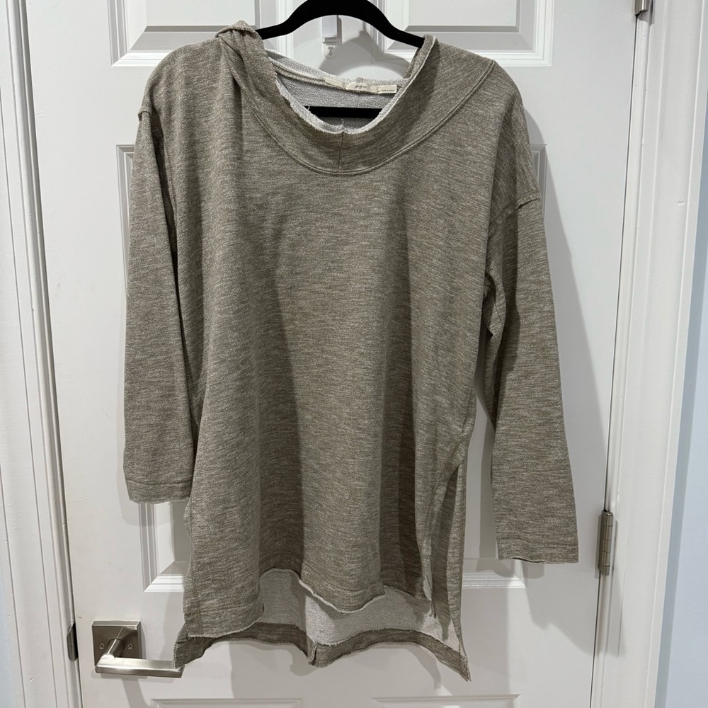 Gibson Tan Asymmetrical Relaxed Hoodie